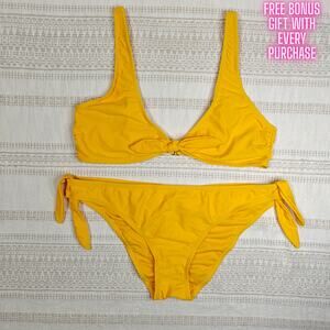 Hot Water Yellow Tie Bikini Set Size XL | 2 Piece Swimsuit | Bright & New